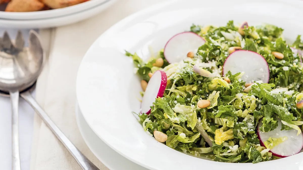 Brussels Sprouts Salad with Kale and Radishes