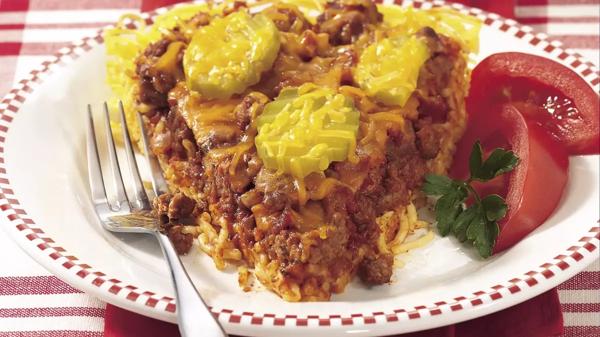 Cheeseburger Spaghetti Pie