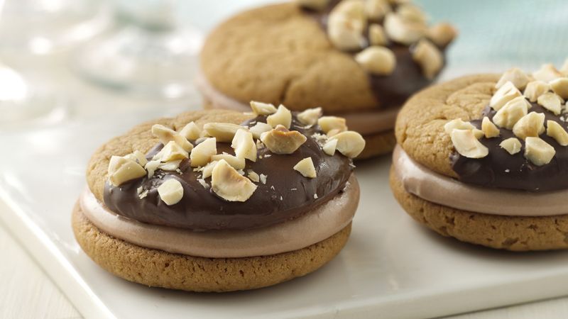 Frosted Peanut Butter Nutella Cookies Recipe (Cookie Shop Copycat)