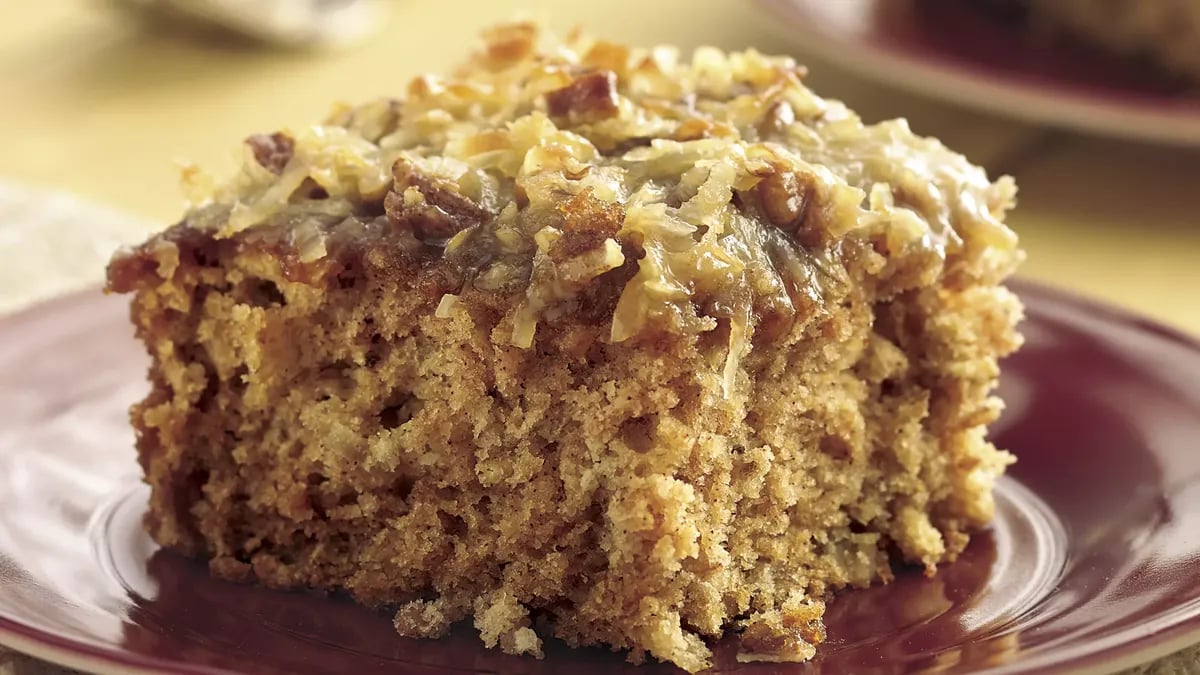 Applesauce Oatmeal Cake with Broiled Coconut Topping