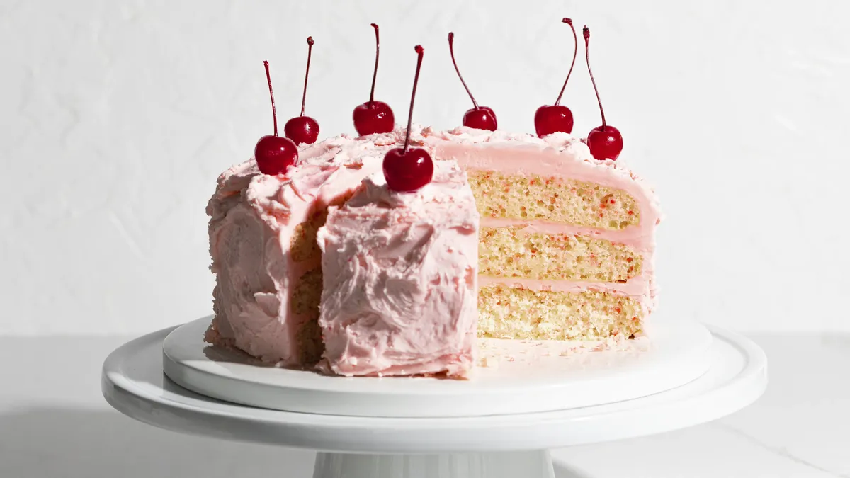  Cherry Chip Cake with Cherry Frosting