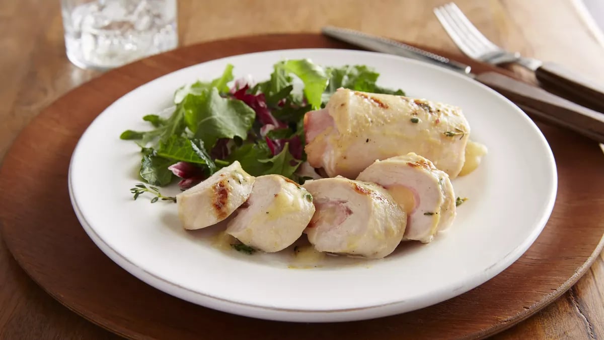 Grilled Ham- and Swiss-Stuffed Chicken Breasts