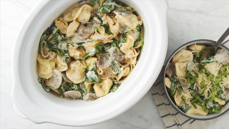Slow-Cooker Spinach-Mushroom Tortellini