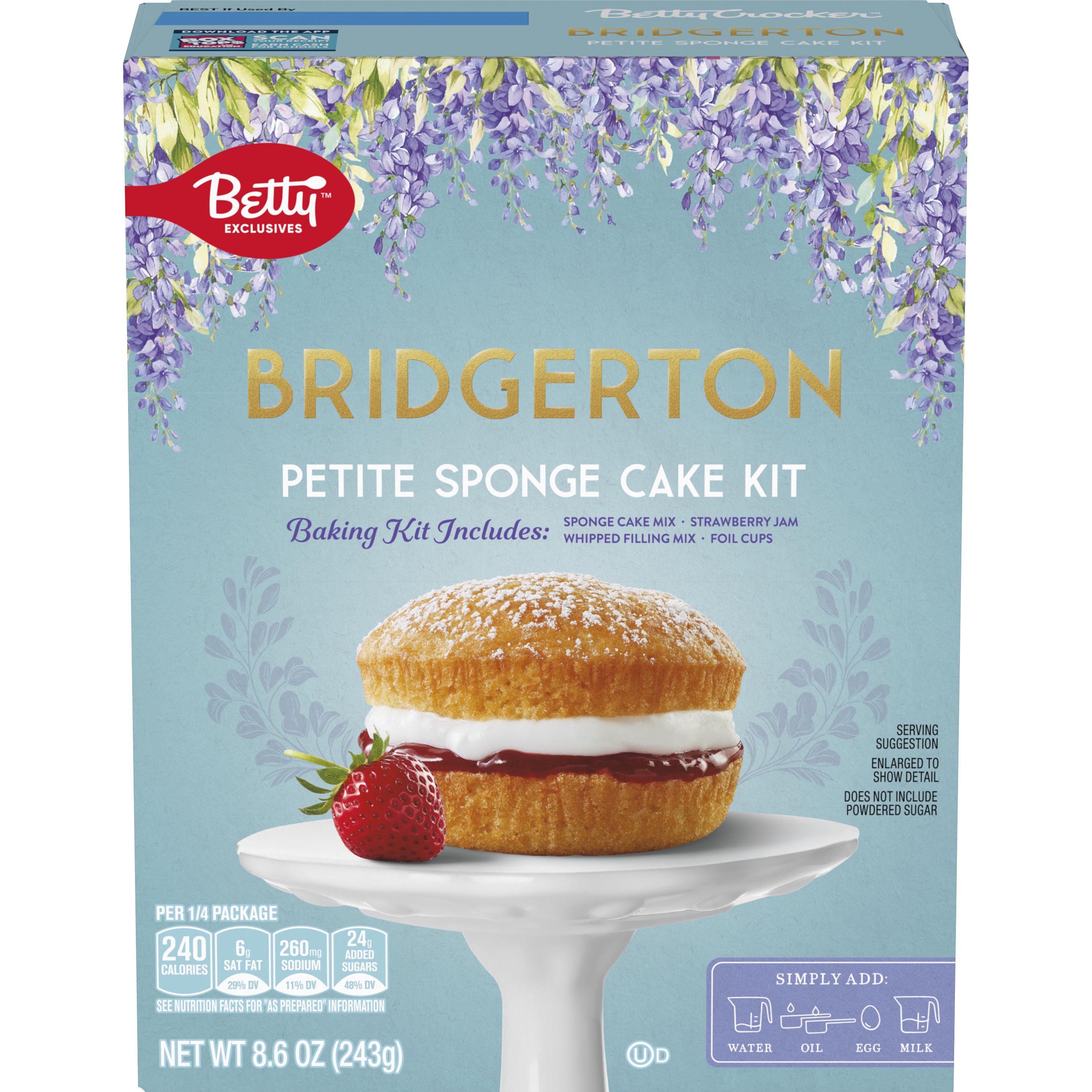 Betty Crocker Bridgerton Petite Sponge Cake Baking Kit - Front