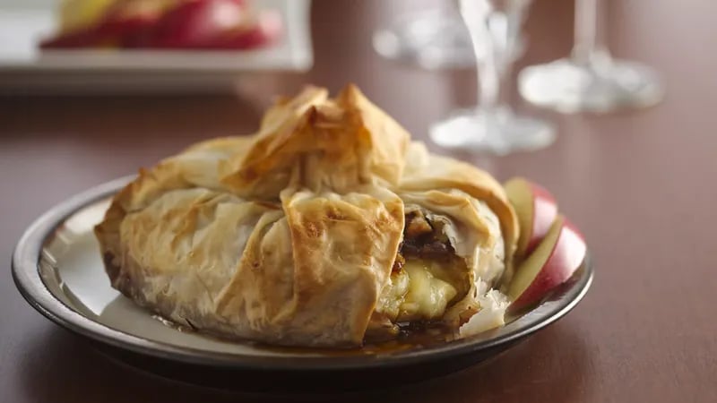 Phyllo-Wrapped Brie with Fig Preserves and Toasted Walnuts