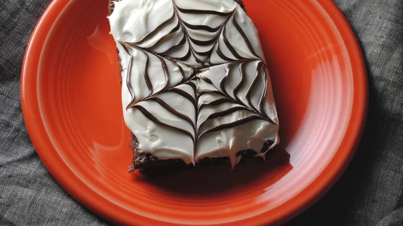 White Chocolate Spiderweb Brownies