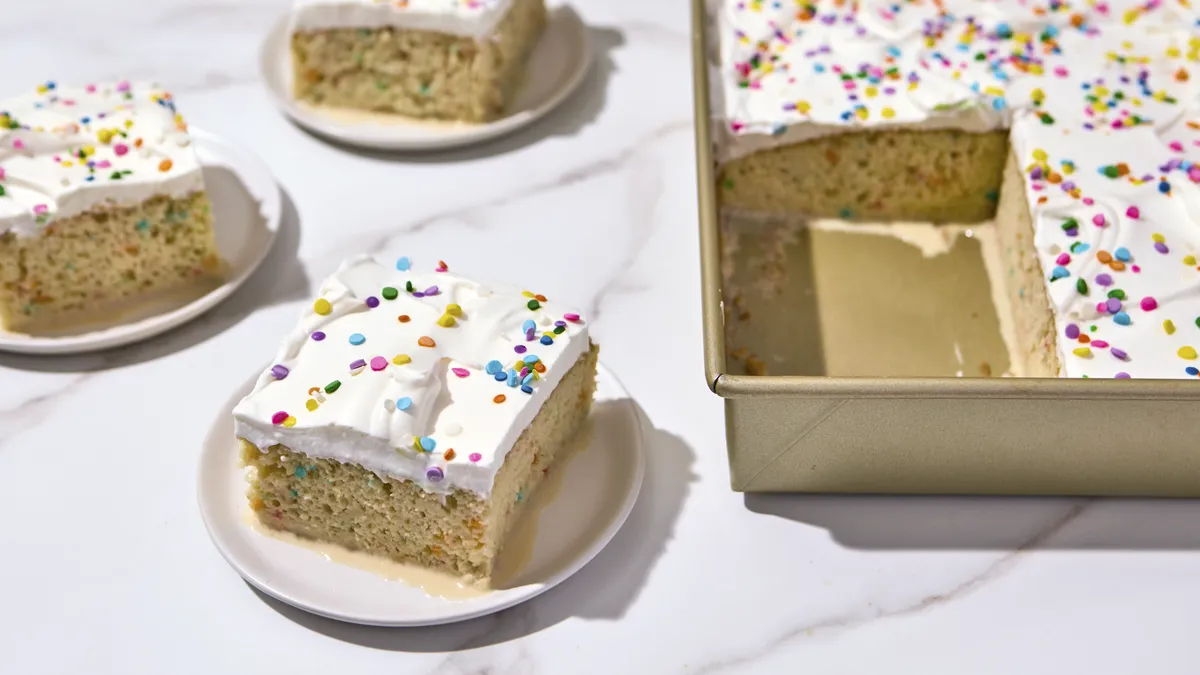 Easy Rainbow Chip Tres Leches Cake