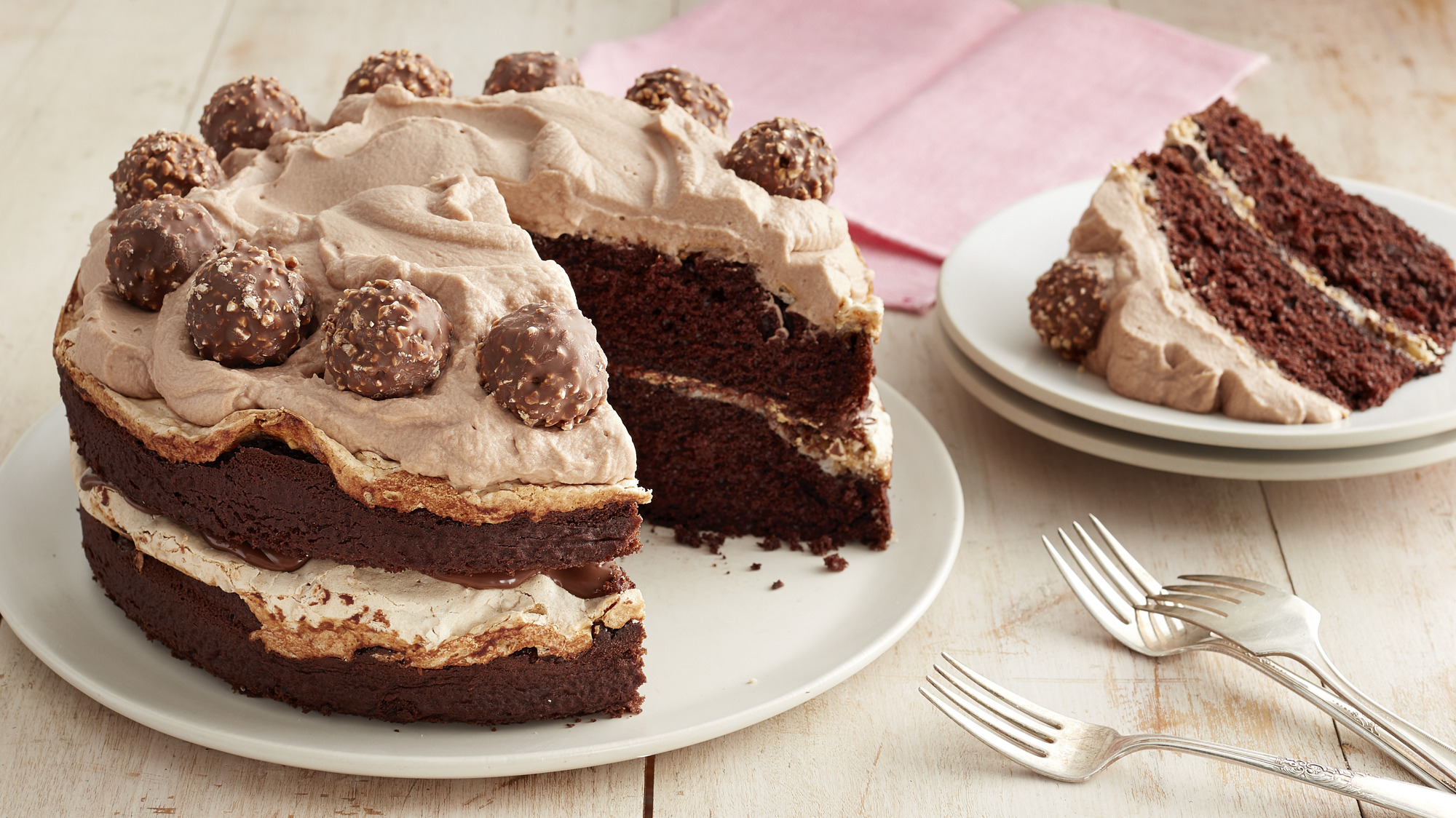 Chocolate Mousse Cake with Hazelnut Meringue