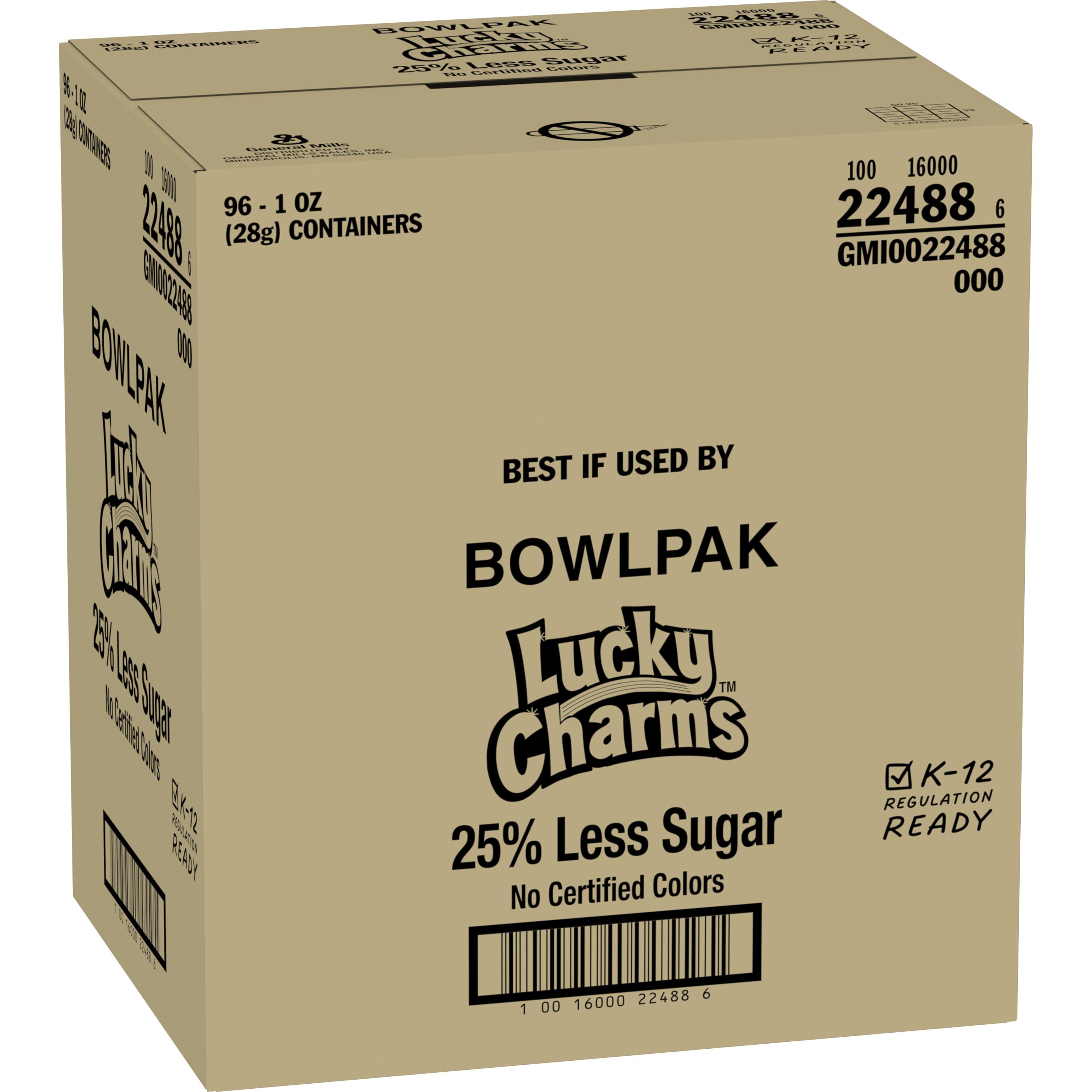 Case - Left Front 3D Lucky Charms Gluten Free Cereal Single Serve Bowlpak 25% Less Sugar 96/1 OZ