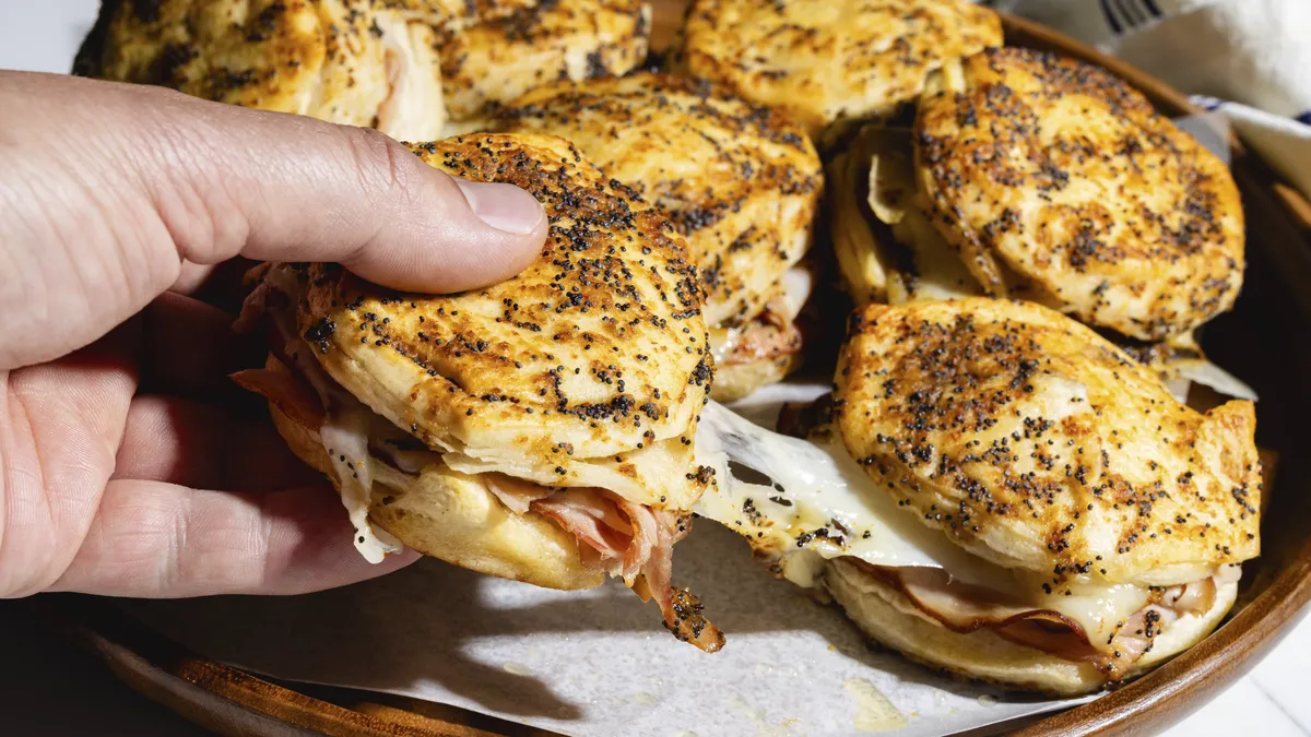 Hot Ham and Cheese Biscuit Sandwiches
