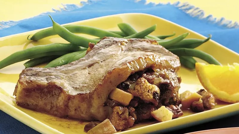 Apple-Glazed Stuffed Pork Chops