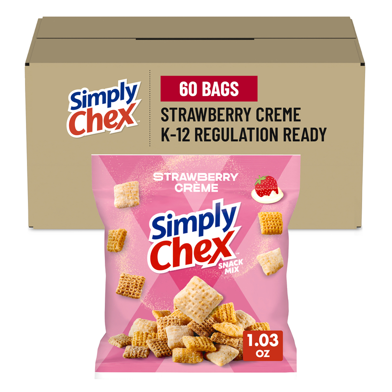 Simply Chex Snack Mix Single Serve Pouch Strawberry Creme 60/1.03
