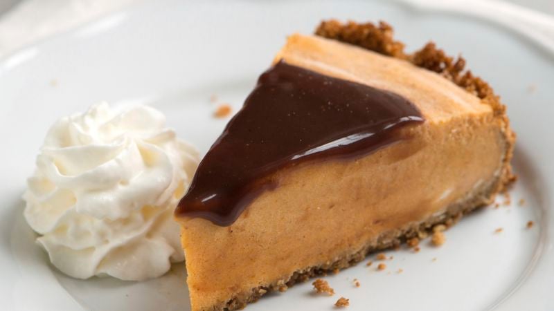 Frozen Pumpkin Pie with Tequila Chocolate Topping