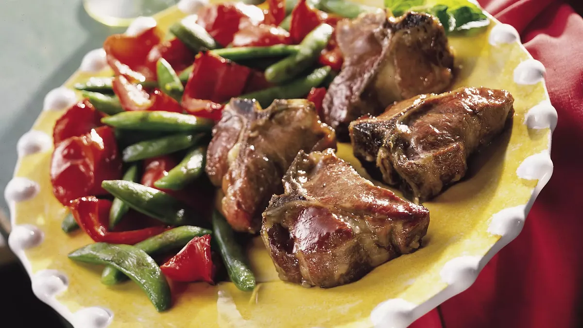 Roasted Lamb Chops with Sugar Snap Peas