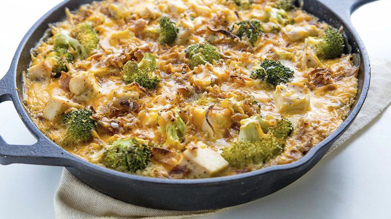 Cheesy Chicken and Broccoli Quinoa Skillet