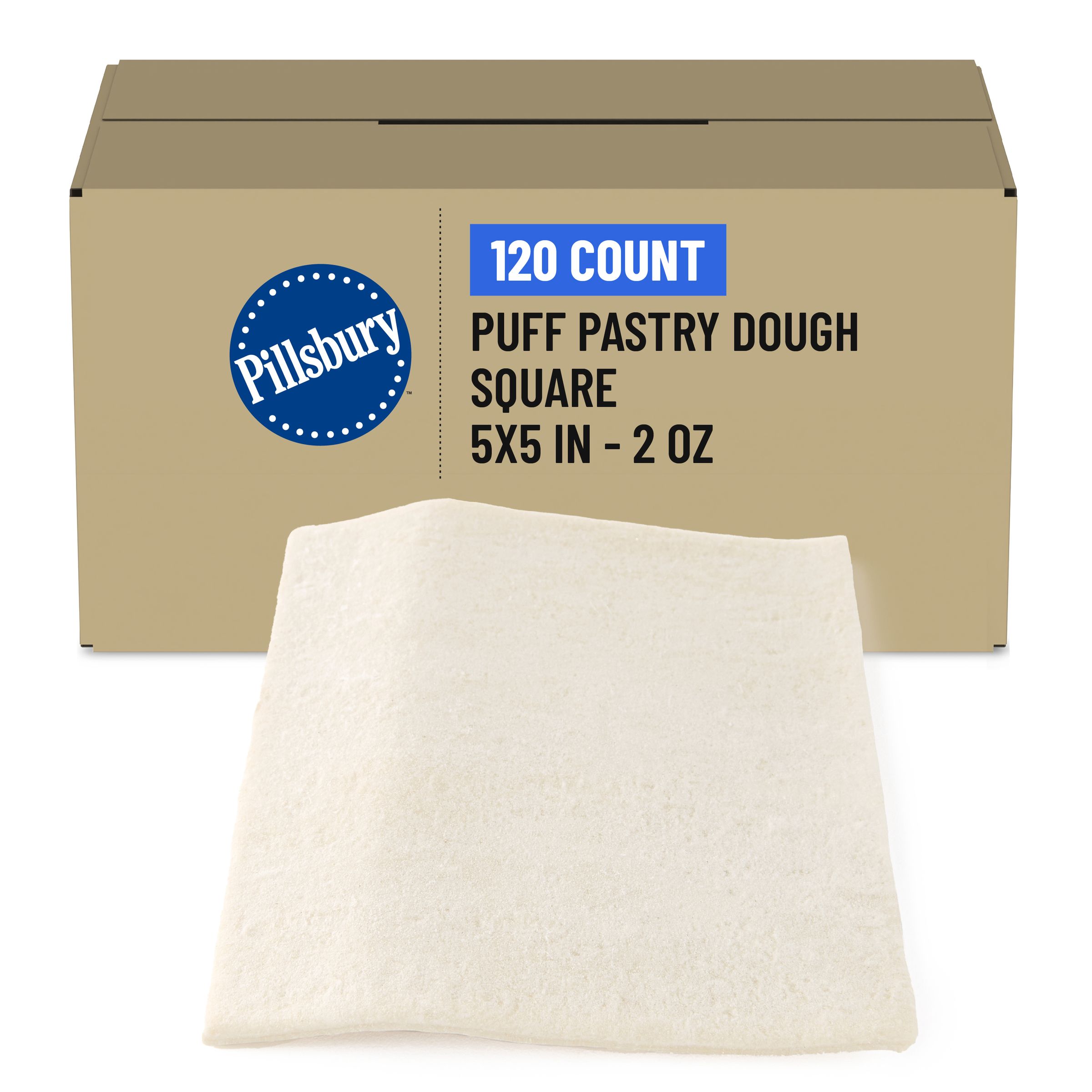  Case Optimized Hero Pillsbury Frozen Puff Pastry Dough Bulk Square 5x5 in 120/2 OZ