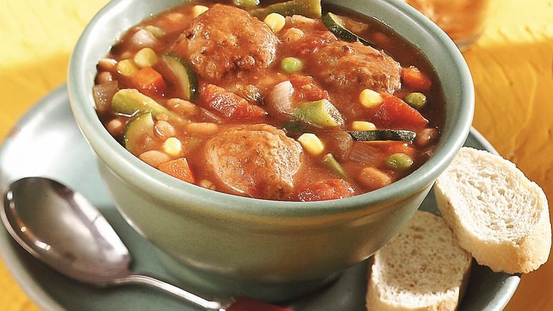 Slow-Cooker Meatball-Bean Stew