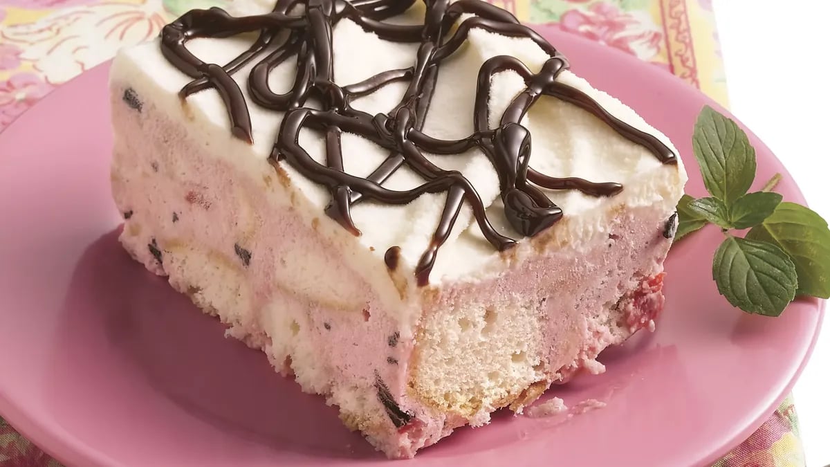 White Chocolate-Cherry Chip Ice Cream Cake