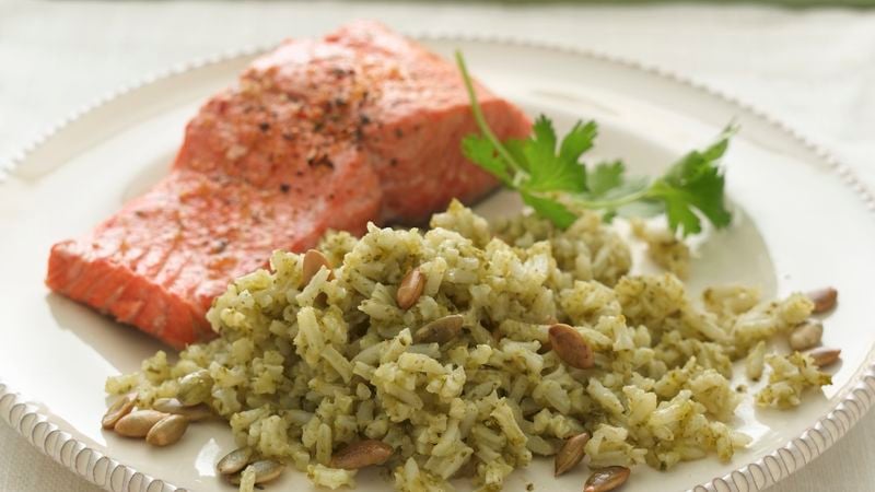 Green Rice with Toasted Pumpkin Seeds