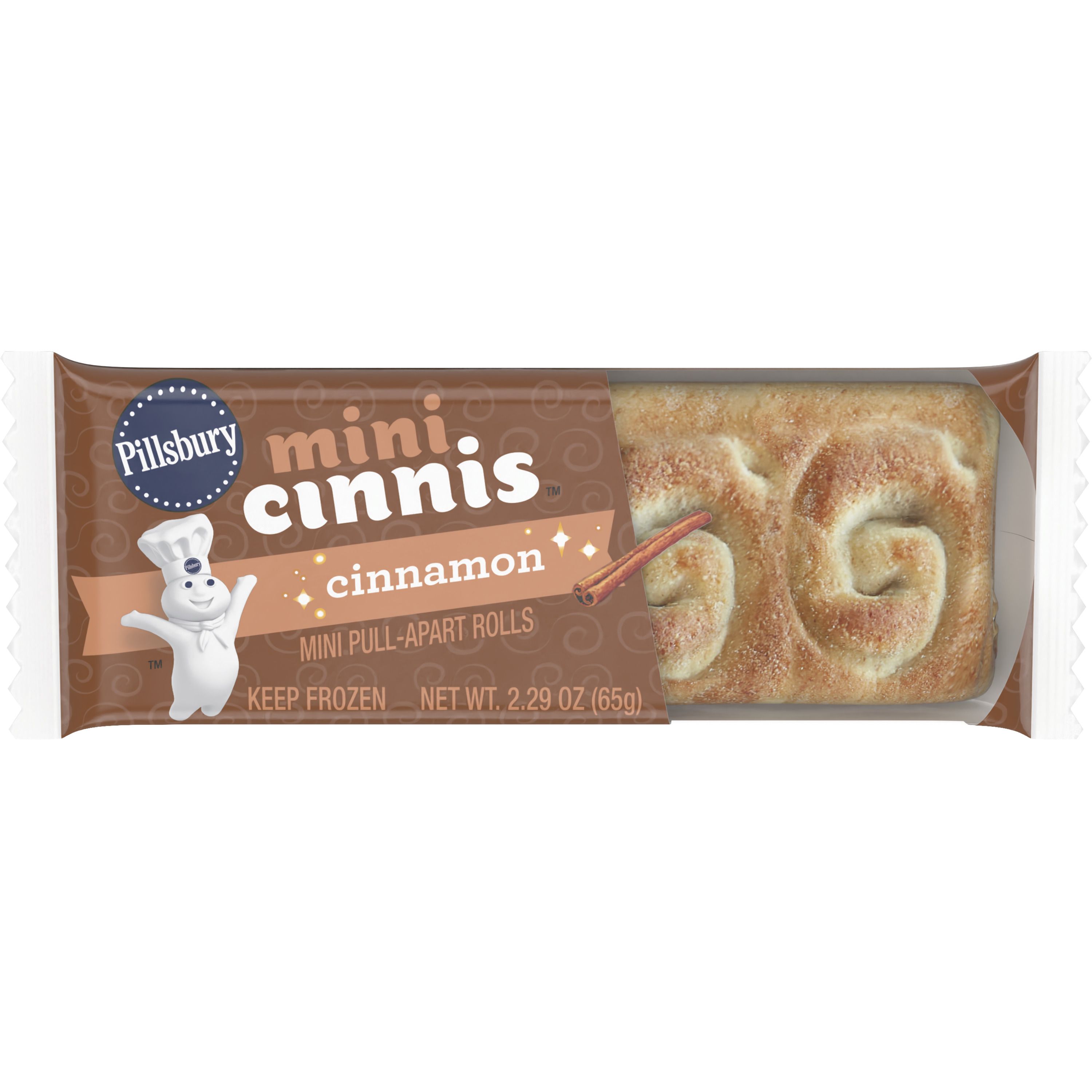 Front - 3D Pillsbury Frozen Meals Mini Cinnis Single Serve Pouch Cinnamon 72/2.29 OZ