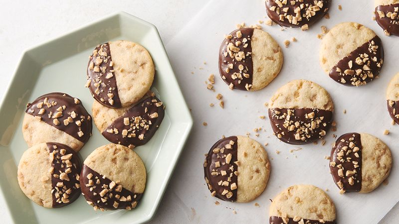 Chocolate-Dipped Toffee Butter Cookies