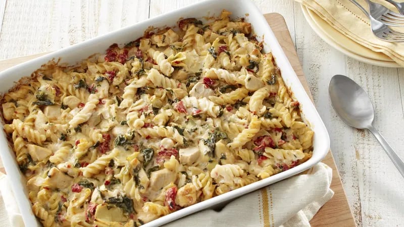 Chicken, Spinach and Artichoke Pasta Bake