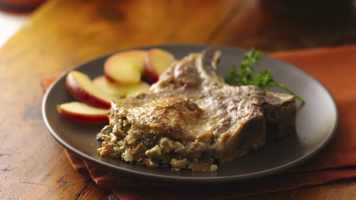 Mushroom-Stuffed Pork Chops 