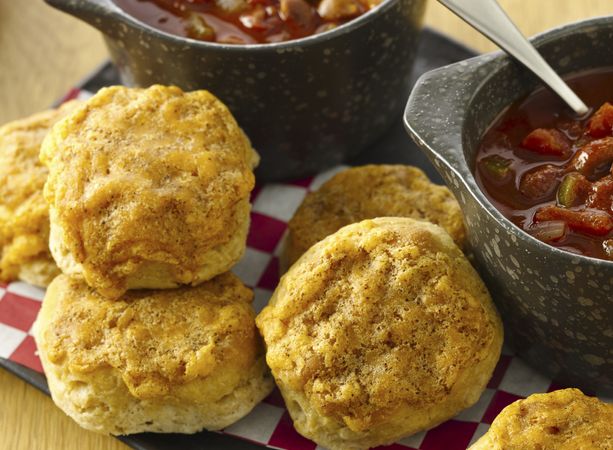 Chili Cheese-Topped Whole Grain-Rich Biscuits