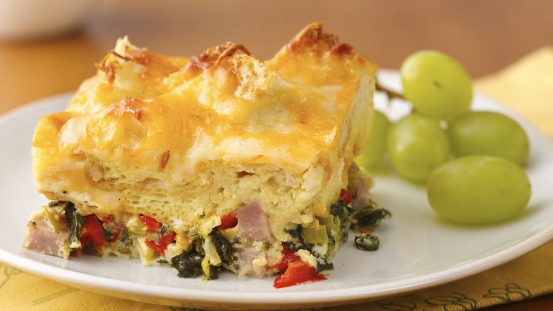 Ham, Spinach and Cheese Strata