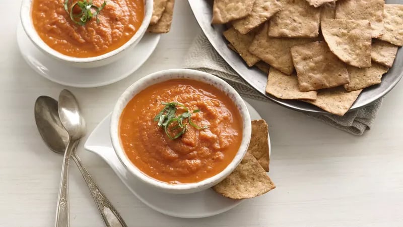 Roasted Carrot and Tomato-Basil Soup