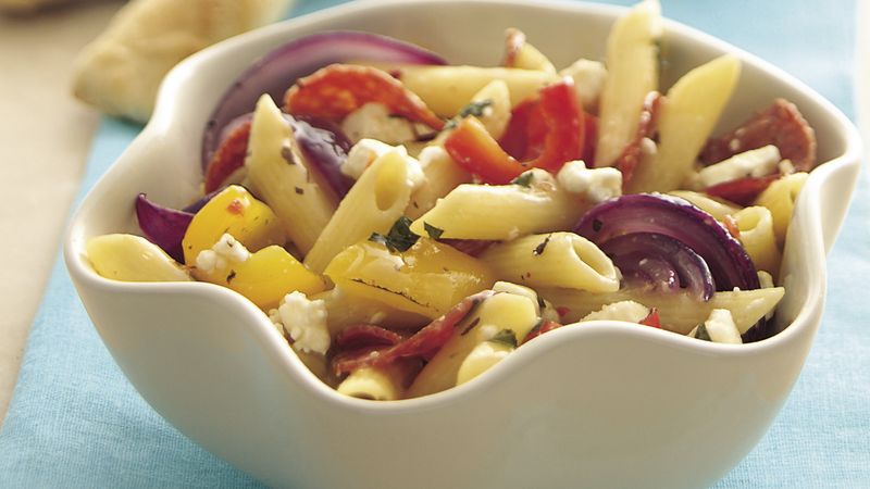 Roasted Sweet Pepper Pasta Salad with Herbs and Feta