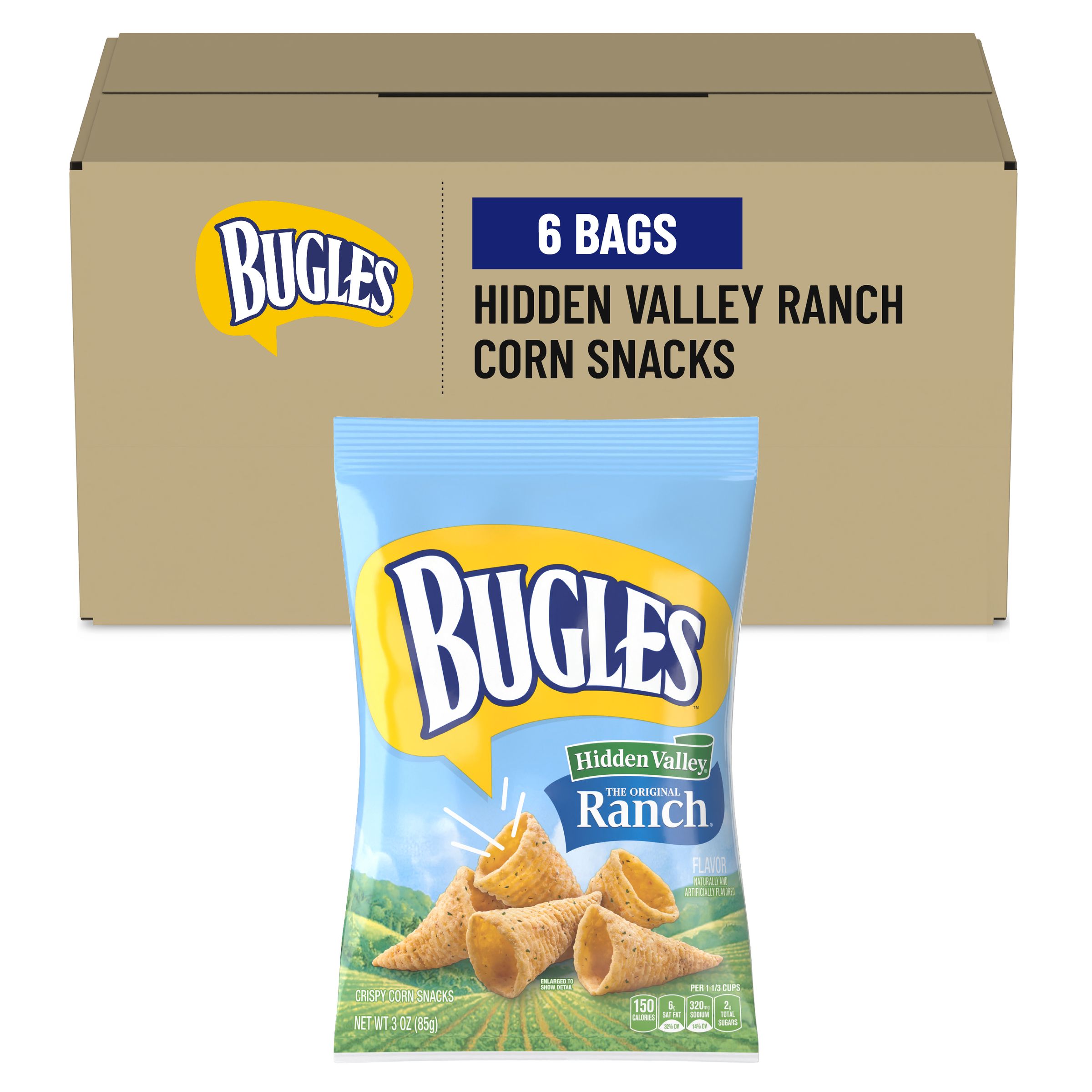  Case Optimized Hero Bugles Salty Snack Bag Hidden Valley Ranch 6/3 OZ