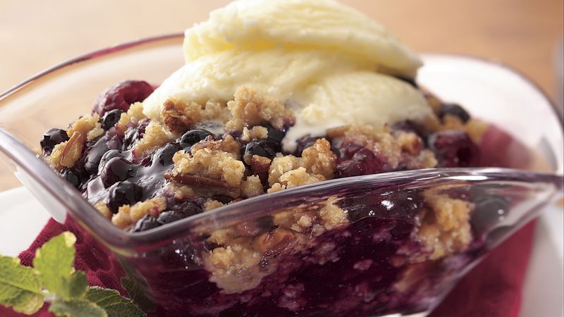 Two-Berry Crisp with Pecan Streusel Topping