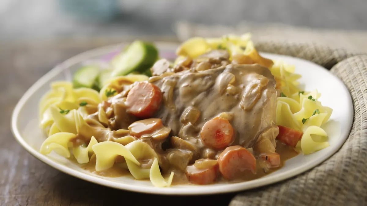 Slow-Cooker Mushroom Swiss Steak and Gravy