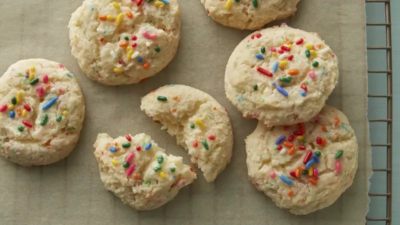 Rainbow Chip Cake Batter Gooey Butter Cookies