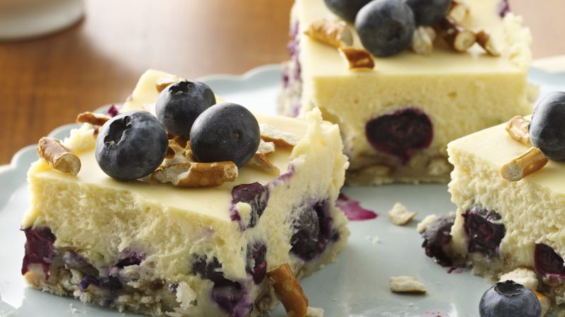 Lemon-Blueberry Pretzel Cheesecake Squares
