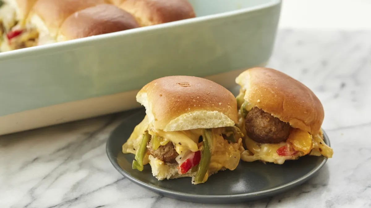 Philly Cheese Steak Meatball Sliders