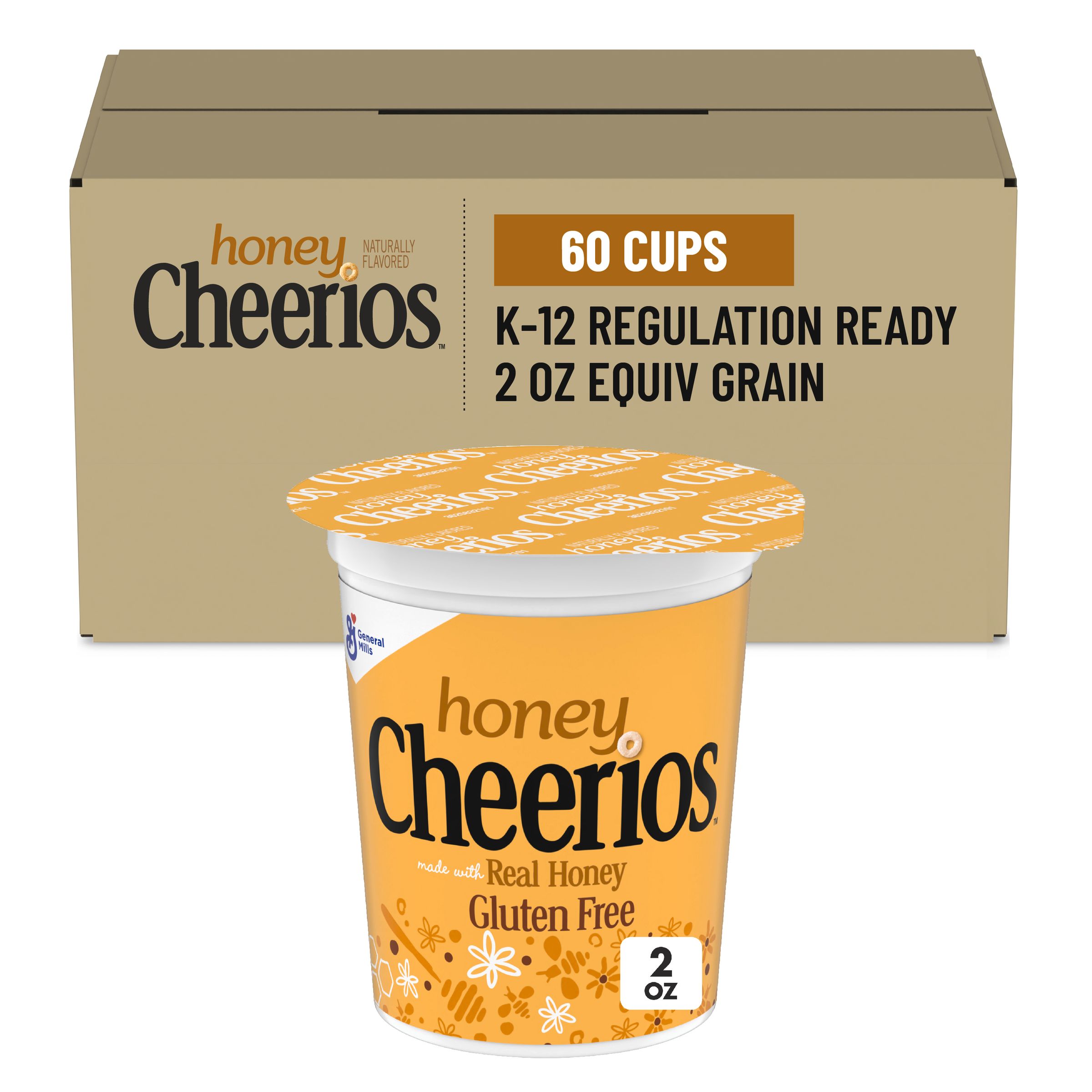  Case Optimized Hero Honey Cheerios Gluten Free Cereal Single Serve Cup 60/2 OZ
