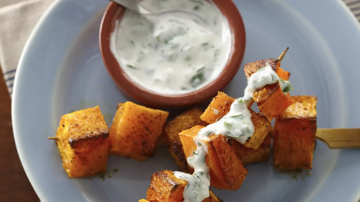 Butternut Squash Kabobs with Spicy Lemon Dip