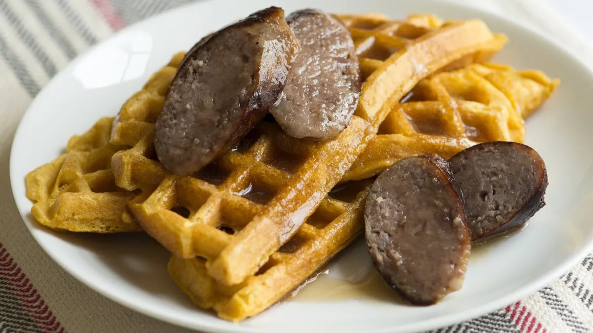 Pumpkin Beer Waffles with Sausage