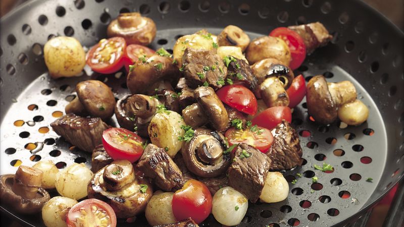 Grilled Veggie and Steak Appetizer