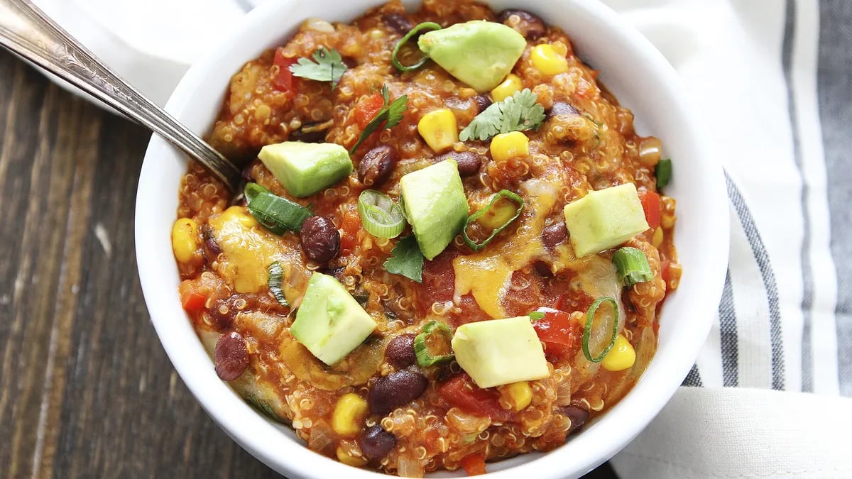 Slow Cooker Enchilada Quinoa Casserole