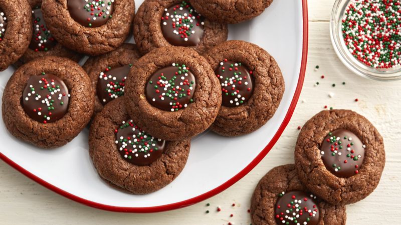 Chocolate-Toffee Thumbprint Cookies