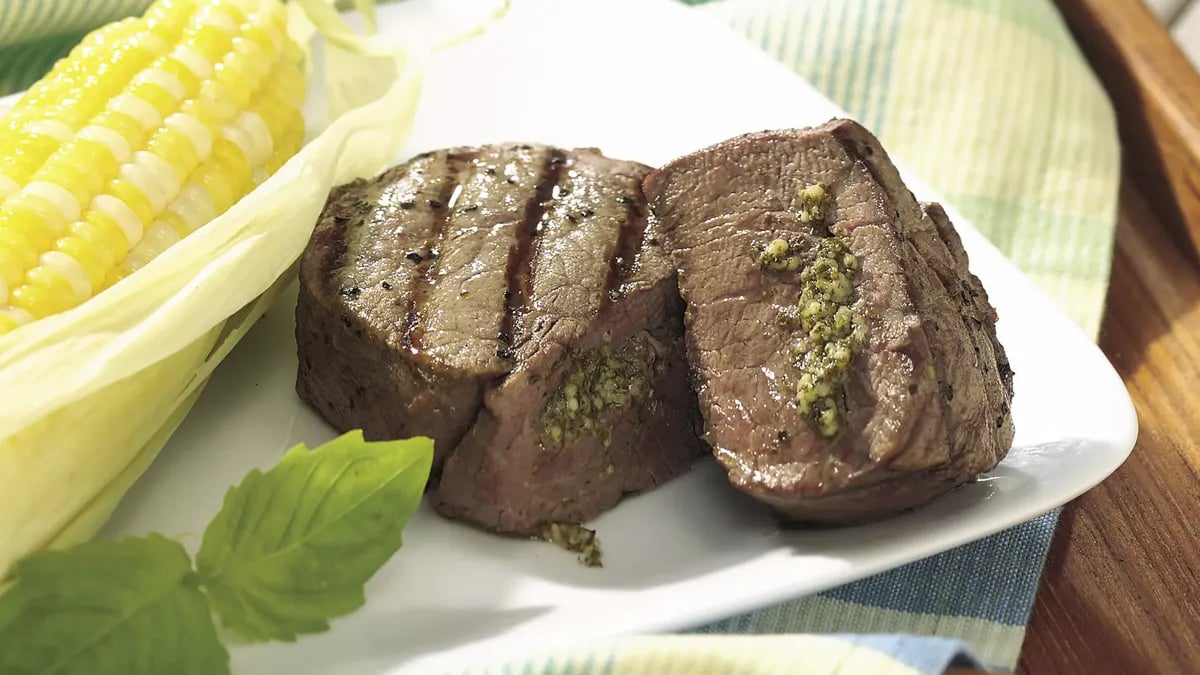 Grilled Pesto-Stuffed Tenderloin Steaks