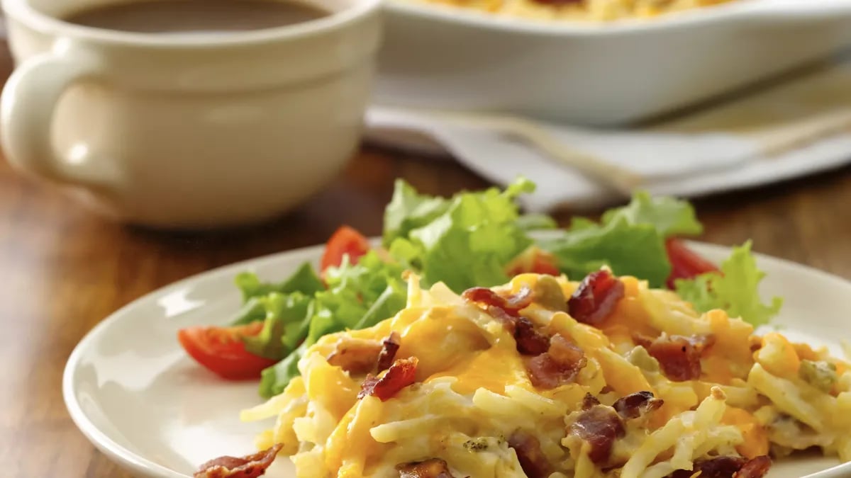 Cheddar Broccoli Hash Brown Bake