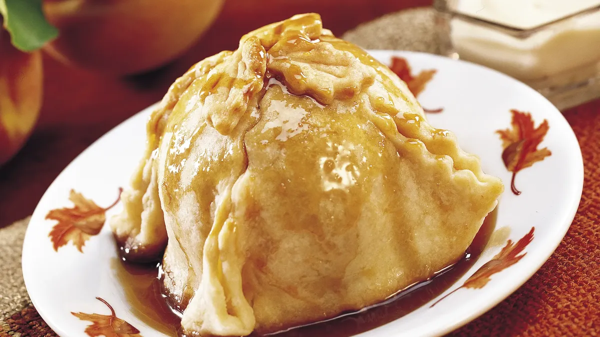 Peach Dumplings with Brandy Cream