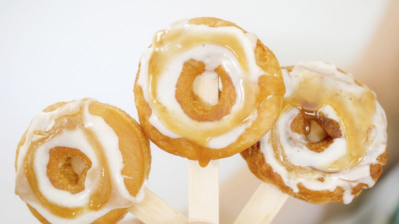 Salted Caramel Crescent Donuts on a Stick