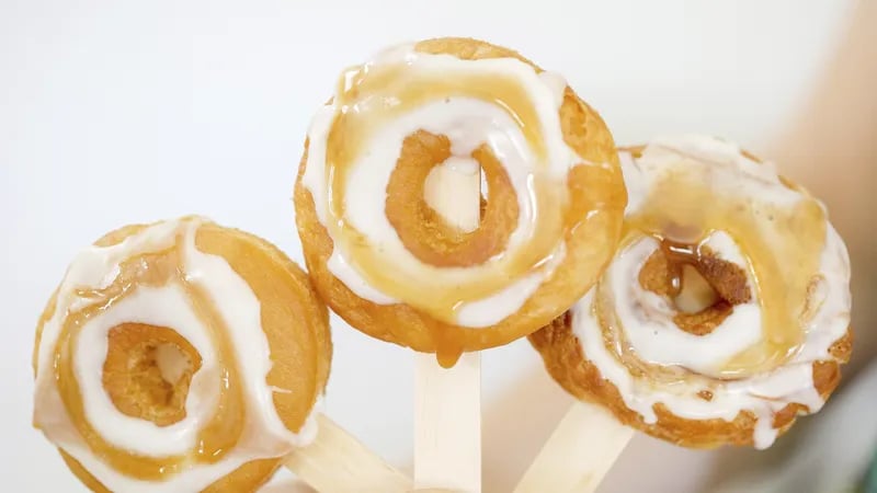 Salted Caramel Crescent Donuts on a Stick