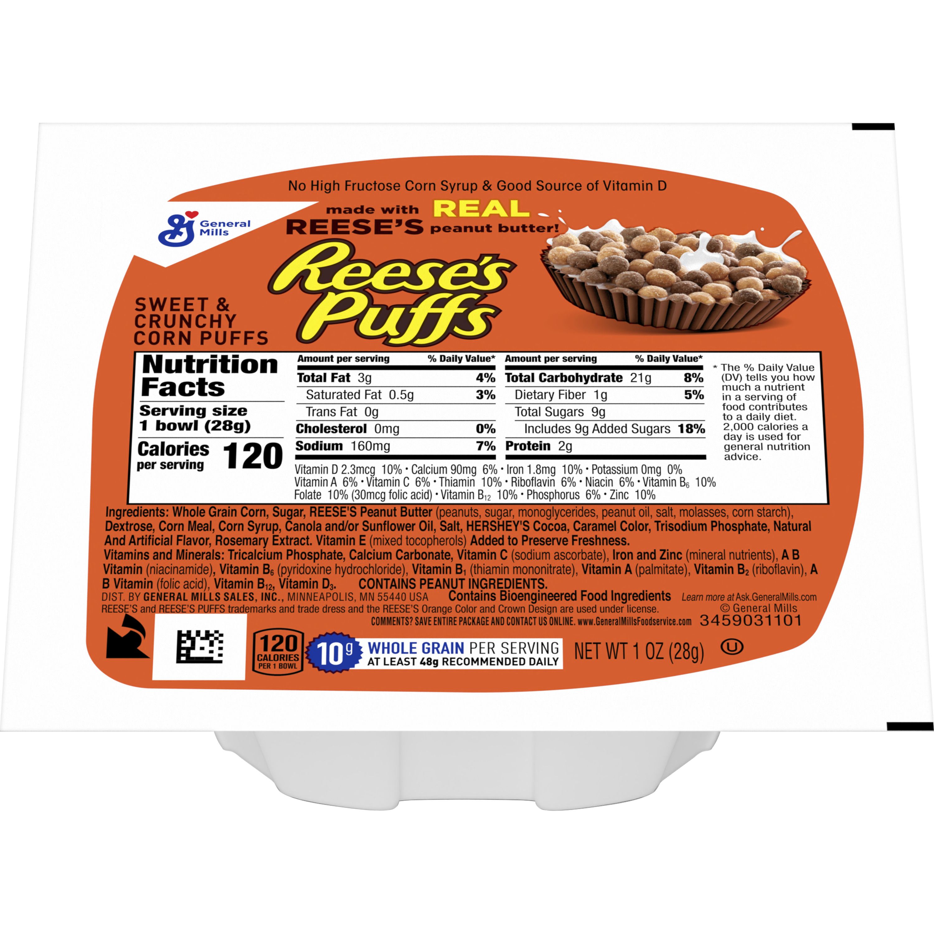 Front - 3D Reese's Puff's Cereal Single Serve Bowlpak 96/1 OZ