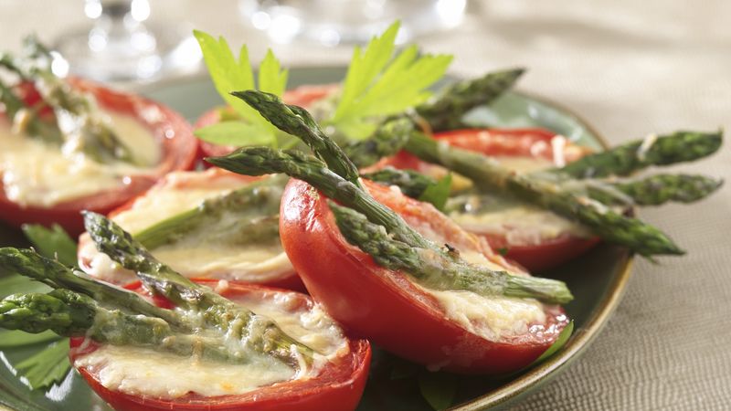 Roma Tomatoes with Asparagus and Hollandaise